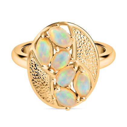 Nat&uuml;rlicher, &auml;thiopischer Opal-Ring, 925 Silber Gelbgold Vermeil (Gr&ouml;&szlig;e 16.00) ca. 0,87 ct