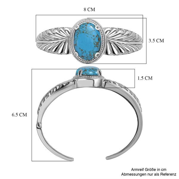 Blaues T&uuml;rkis Armreif, ca. 19 cm, Edelstahl, ca. 20.11 ct image number 5