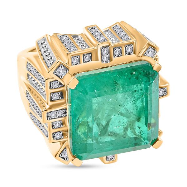 GP Royal Art D&eacute;co Kollektion - Smaragd Triplett Quarz, Zirkon und Kanchanaburi blauer Saphir-Ring - 24,02 ct. image number 0