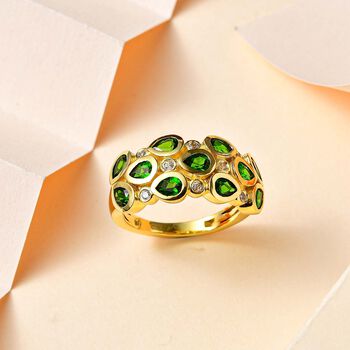 Nat&uuml;rlicher Chromdiopsid und Zirkon-Ring - 2,15 ct.