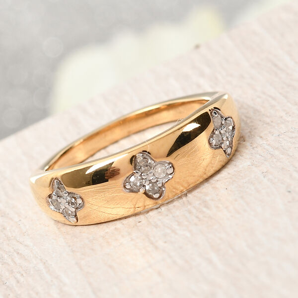 Weißer Diamant P Ring 925 Silber 585 Vergoldet ca. 0,16 ct. image number 2