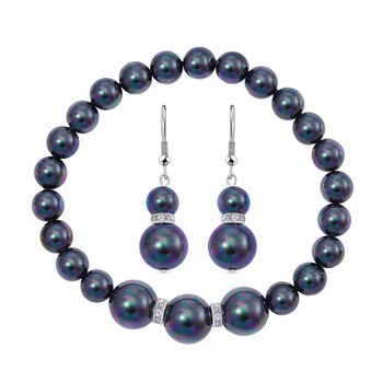 Pfauenfarbenes Muschelkernperle Schmuckset