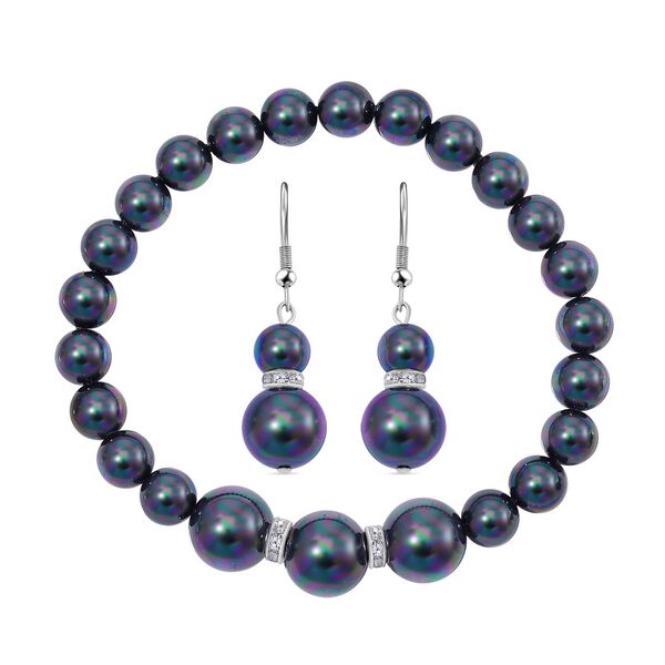 Pfauenfarbenes Muschelkernperle Schmuckset