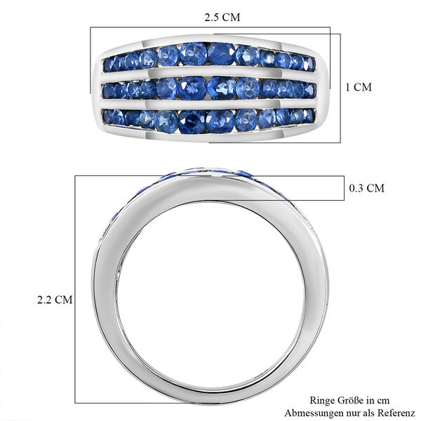 Premium Kanchanaburi blauer Saphir-Ring, 925 Silber platiniert, 1,84 ct image number 7