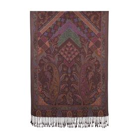 Schal mit Paisley-Muster und Fransen, 70x180cm, Braun