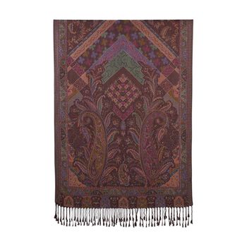Schal mit Paisley-Muster und Fransen, 70x180cm, Braun