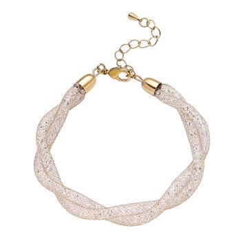Wei&szlig;es Kristall-Armband, 18+5 cm, goldfarben