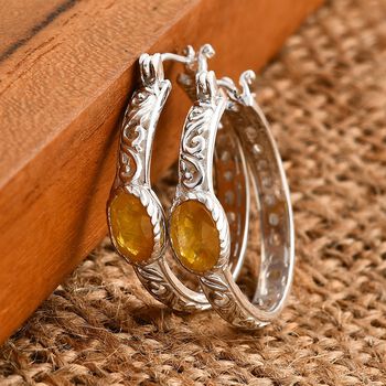 Royal Bali - Fissure gef&uuml;llt gelber Saphir Ohrringe 925 Silber ca. 1.99 ct