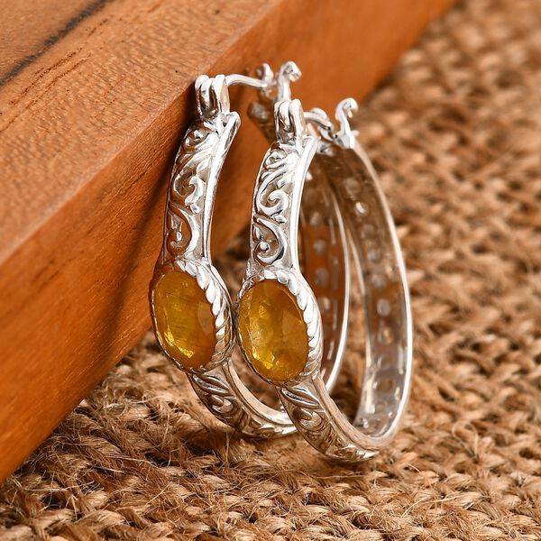 Royal Bali - Fissure gef&uuml;llt gelber Saphir Ohrringe 925 Silber ca. 1.99 ct image number 1