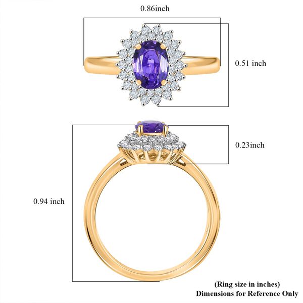 AAA Lila Saphir, Weißer Diamant Ring 585 Gold (Größe 16.50) ca. 1,38 ct image number 5