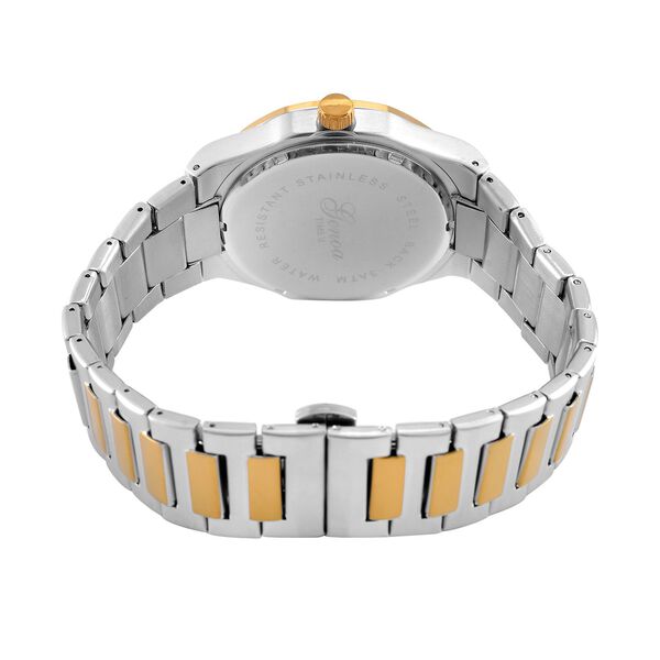 GENOA - Japanisches Uhrwerk, Weißes Sonnenschliff-Zifferblatt mit Balkenindexen, Reiner Edelstahl mit Faltschließe, Bicolor, 20 cm image number 7