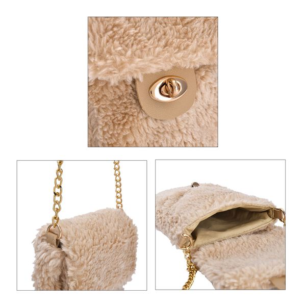 Kunstfell Crossbody Tasche, Créme image number 5