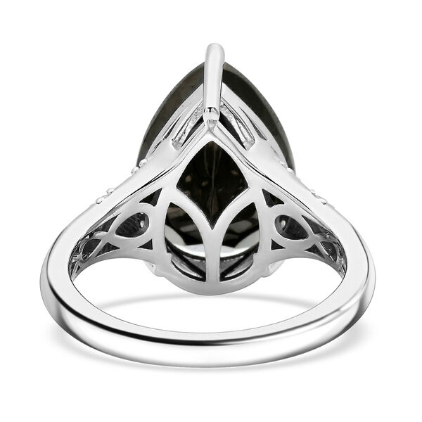 Schungit und wei&szlig;er Zirkon-Ring, 925 Silber rhodiniert  ca. 5,55 ct image number 5