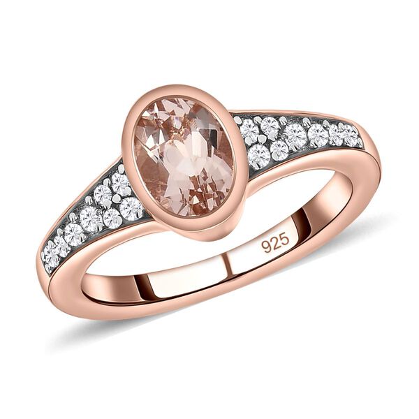Morganit und wei&szlig;er Zirkon-Ring, 925 Silber Ros&eacute;gold Vermeil  ca. 0,99 ct image number 4