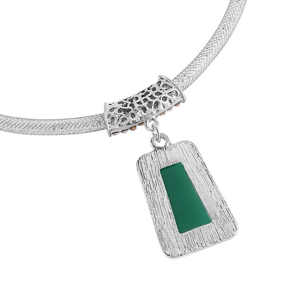 Gr&uuml;ner Aventurin, Wei&szlig;er Kristall Halskette ca. 45 cm Legierung ca. 26,50 ct. image number 3