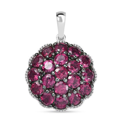 D'Joy Aura der Kaiserin Nat&uuml;rlicher Rhodolith Granat, Schwarzer Spinell Anh&auml;nger 925 Silber rhodiniert ca. 6.70 ct