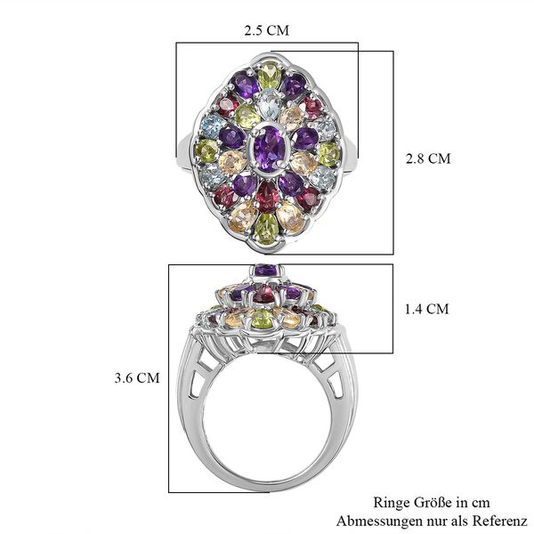 Mehrfarbig Edelstein Ring 925 Silber rhodiniert (Gr&ouml;&szlig;e 17.00), ca. 5.20 ct image number 7