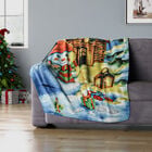 Superweiche Fleecedecke mit Schneemann Muster, Größe 130x170 cm, Mehrfarbig