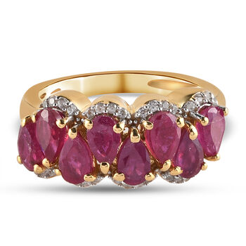 Afrikanischer Rubin und Zirkon-Ring, (Fissure gef&uuml;llt), 925 Silber vergoldet (Gr&ouml;&szlig;e 16.00) ca. 3,01 ct