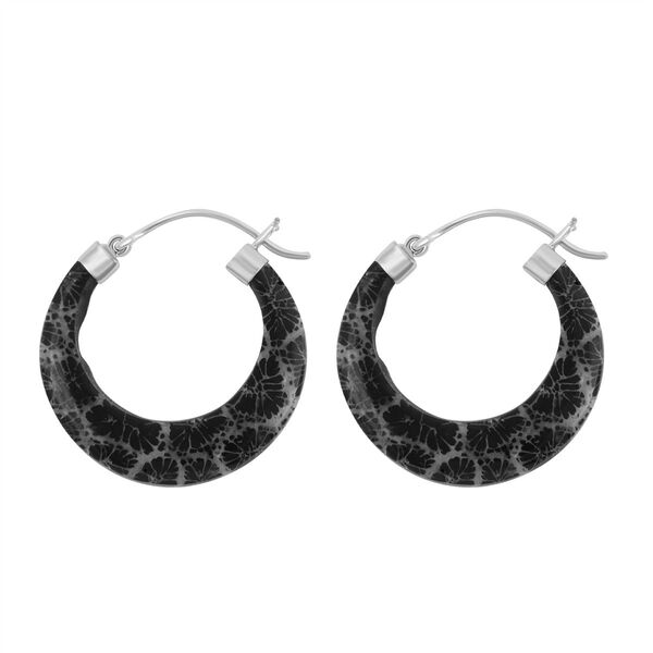 Schwarze Koralle Ohrringe 925 Silber image number 3