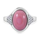 AA Natürlicher Rosa Königsmuschel Perle, Weißer Zirkon Ring 925 Silber rhodiniert (Größe 17.00)
