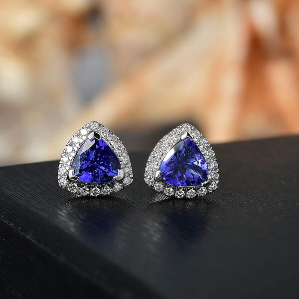 Rhapsody AAAA Tansanit, Weißer Diamant Ohrringe 950 Platin ca. 2,30 ct. image number 1