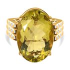 Ouro Verde-Quarz, weißer Zirkon Ring, 925 Silber vergoldet (Größe 17.00) ca. 16.64 ct image number 0