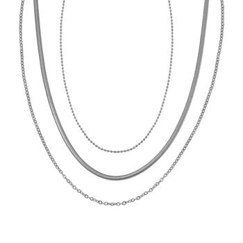 3er-Set - Kugelkette 40 cm, Gliederkette 45 cm und Ankerkette 55 cm, Silberton