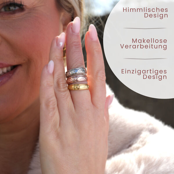 Mystischer Anti-Stress-Spinning-Ring, rosévergoldetes Silber image number 4