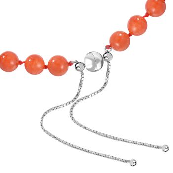 Rote Jade Halskette ca. 45 cm 925 Silber rhodiniert ca. 228.95 ct