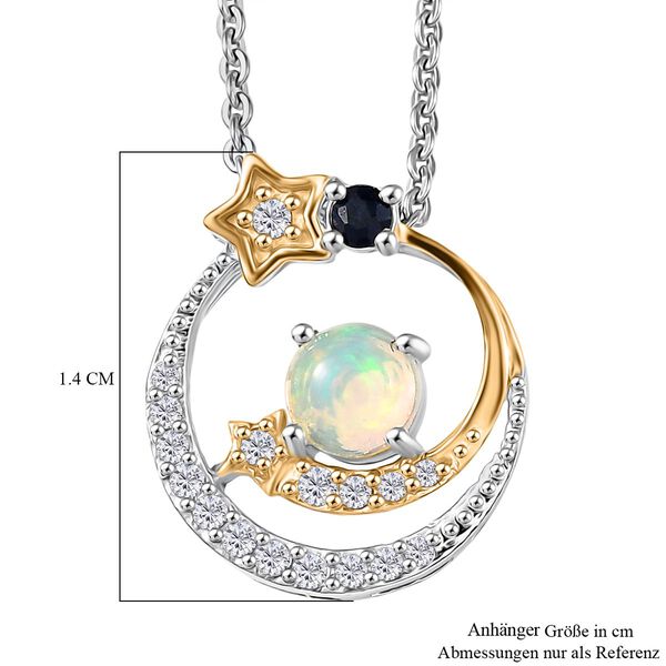 D'Joy AA &auml;thiopischer Welo Opal, blauer Saphir und Zirkon zweifarbiger Anh&auml;nger mit 50cm Kette - 0,37 ct. image number 7