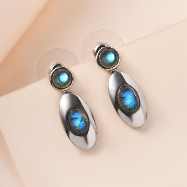 Labradorit Ohrringe  Edelstahl ca. 3.26 ct image number 2