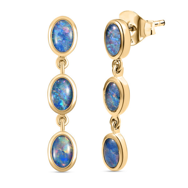 Boulder Opal Triplett Ohrhänger in Silber image number 4