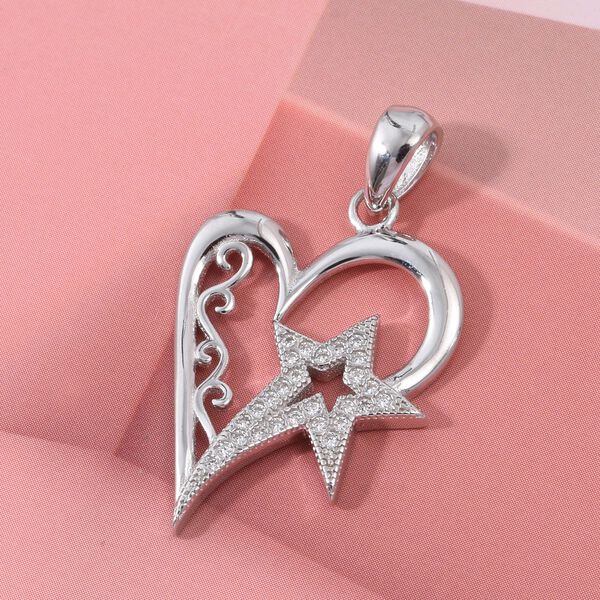 Lustro Stella weißer Zirkonia Herz und Stern Anhänger image number 1