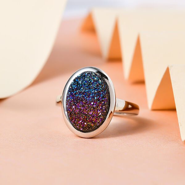 Regenbogen-Drusen Quarz Ring - 3,93 ct. image number 2