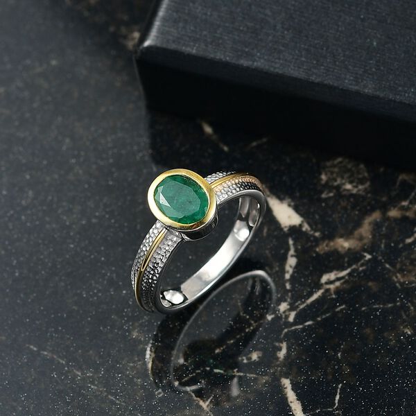D’Joy AA Socoto Smaragd zweifarbiger Ring - 1,18 ct. image number 2