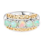 Gilded Petals - D joy AA Natürlicher, äthiopischer Welo Opal Ring, 925 Silber rhodiniert (Größe 17.00) ca. 1.14 ct