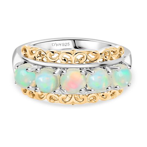 Gilded Petals - D joy AA Natürlicher, äthiopischer Welo Opal Ring, 925 Silber rhodiniert (Größe 17.00) ca. 1.14 ct image number 0