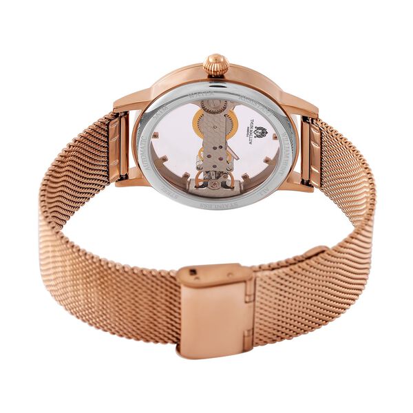 WILLIAM HUNT Wasserdichte Uhr mit Automatikwerk und Netzarmband in Goldton, 24cm image number 6