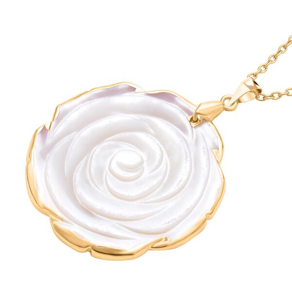 Weißer Muschelkernperlen Anhänger mit Kette im Schmuckset, Edelstahl IP-Gelbbeschichtung ca. 23.00 ct image number 3