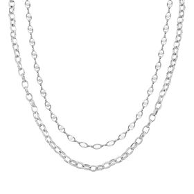 Doppelreihige Halskette mit ovalen Gliedern, Edelstahl, ca. 50 cm, Silberfarben