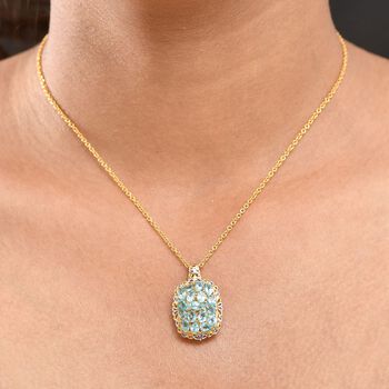 Batroke Blauer Apatit Schmuckset ca. 50 cm Nickelfreies Messing platiniert und vergoldet und 316L Edelstahl platiniert ca. 3.17 ct