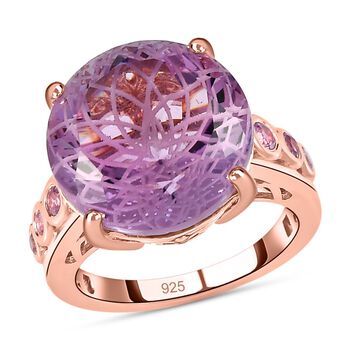 Blume des Lebens: Rose de France Amethyst, rosa Saphir Ring, 925 Silber Ros&eacute;gold Vermeil (Gr&ouml;&szlig;e 20.00) ca. 11.28 ct