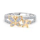 LUXURIOUS DIAMOND -Lab Grown Diamant SI Ring 925 Silber Rhodiniert und 750 Gelbgold Vermeil (Größe 16.00) ca. 0.54 ct