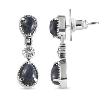 Blaue Aventurin-Ohrringe, Edelstahl ca. 5.35 ct