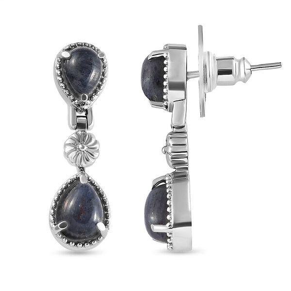 Blaue Aventurin-Ohrringe, Edelstahl ca. 5.35 ct image number 4