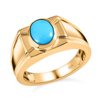 Nat&uuml;rlicher Sleeping Beauty T&uuml;rkis Ring 925 Silber Gelbgold Vermeil (Gr&ouml;&szlig;e 21.00) ca. 1.38 ct