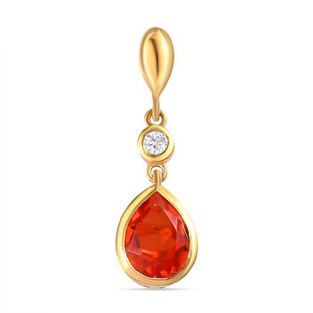Padparadscha Triplett Quarz und wei&szlig;er Zirkon-Anh&auml;nger, 925 Silber vergoldet ca. 1,94 ct