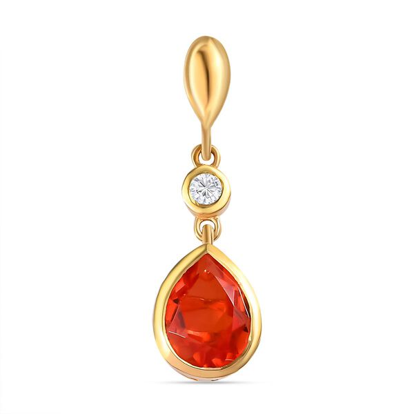 Padparadscha Triplett Quarz und wei&szlig;er Zirkon-Anh&auml;nger - 1,94 ct.