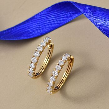 D'Joy Moissanit Ohrringe, 925 Silber 750 Gelbgold Vermeil - 1,85 ct.